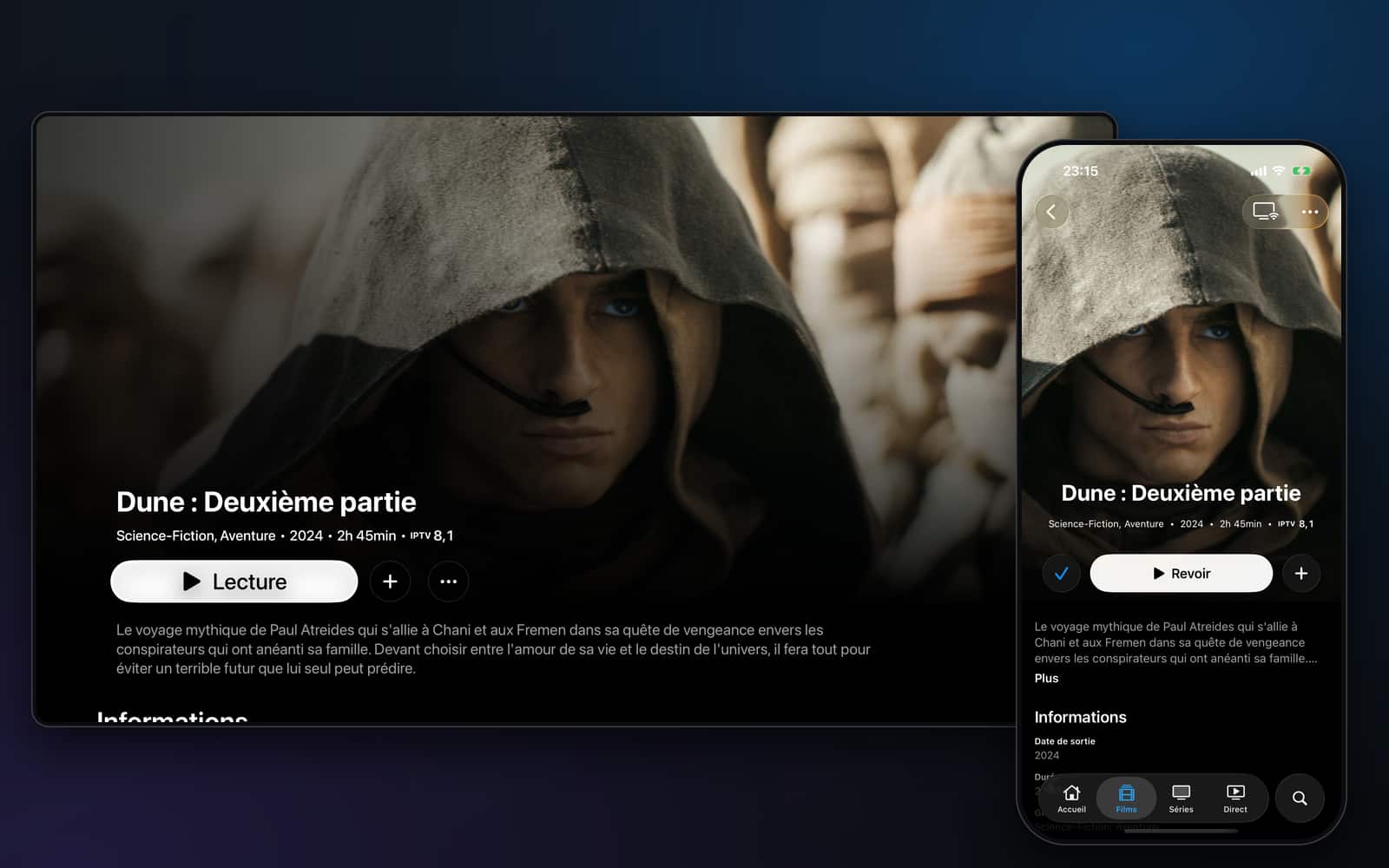 Noz IPTV screen: Cast to TV