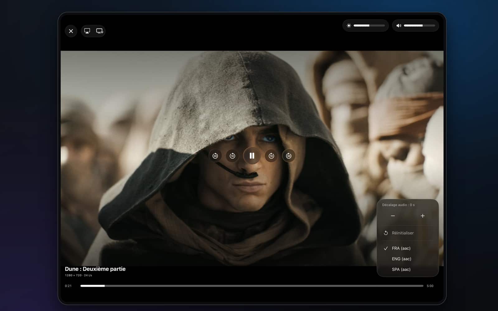 Noz IPTV screen: Player